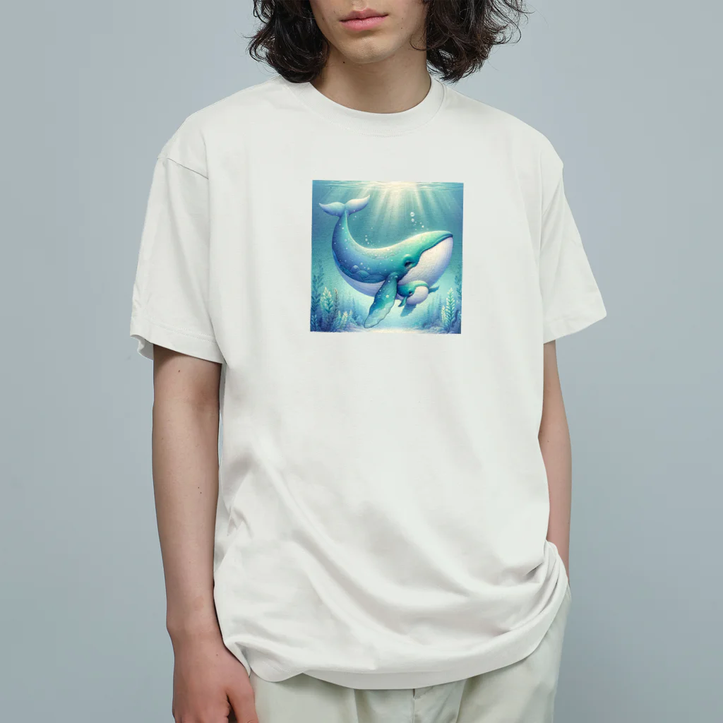 わくわく海の雑貨屋のほのぼのクジラの親子 Organic Cotton T-Shirt