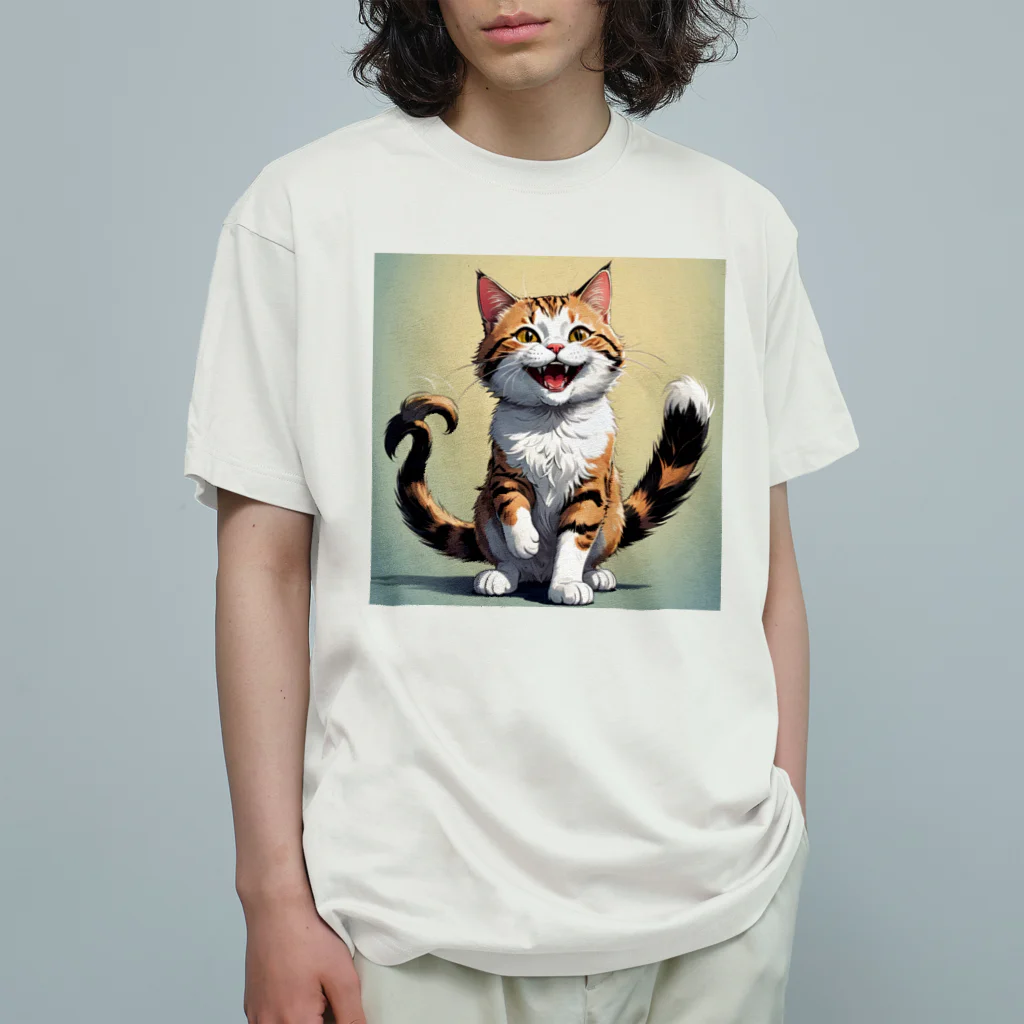 manaco-のふたまた猫ちゃん オーガニックコットンTシャツ