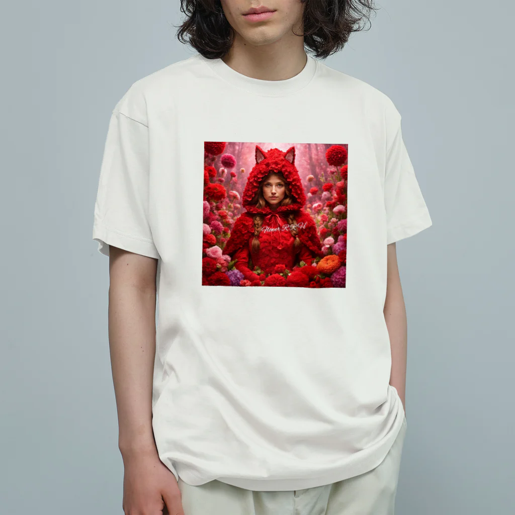 お花屋SUNのFlower R R H（フラワー・レッド ライディング フード） Organic Cotton T-Shirt