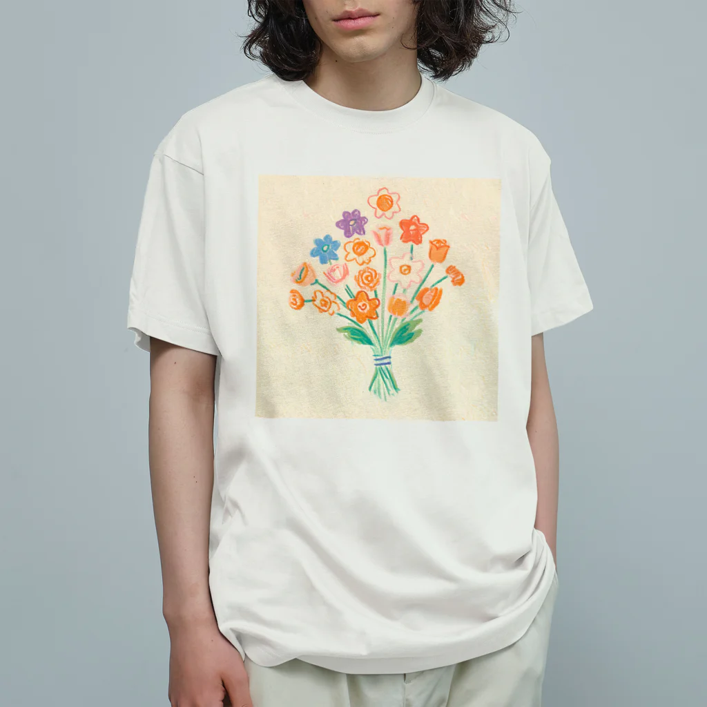ひちゃんのお絵描きのお絵描き花束 オーガニックコットンTシャツ
