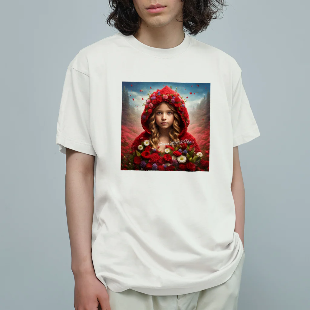 お花屋SUNのFlower L R R H（フラワー・リトル レッド ライディング フード） オーガニックコットンTシャツ