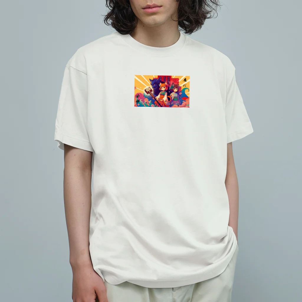 HiroLink's Shopのことわざ物語：鬼に金棒 Organic Cotton T-Shirt