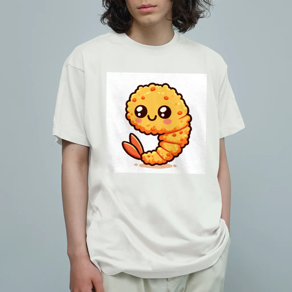 moka_mattarliのエビふりゃ〜くん オーガニックコットンTシャツ