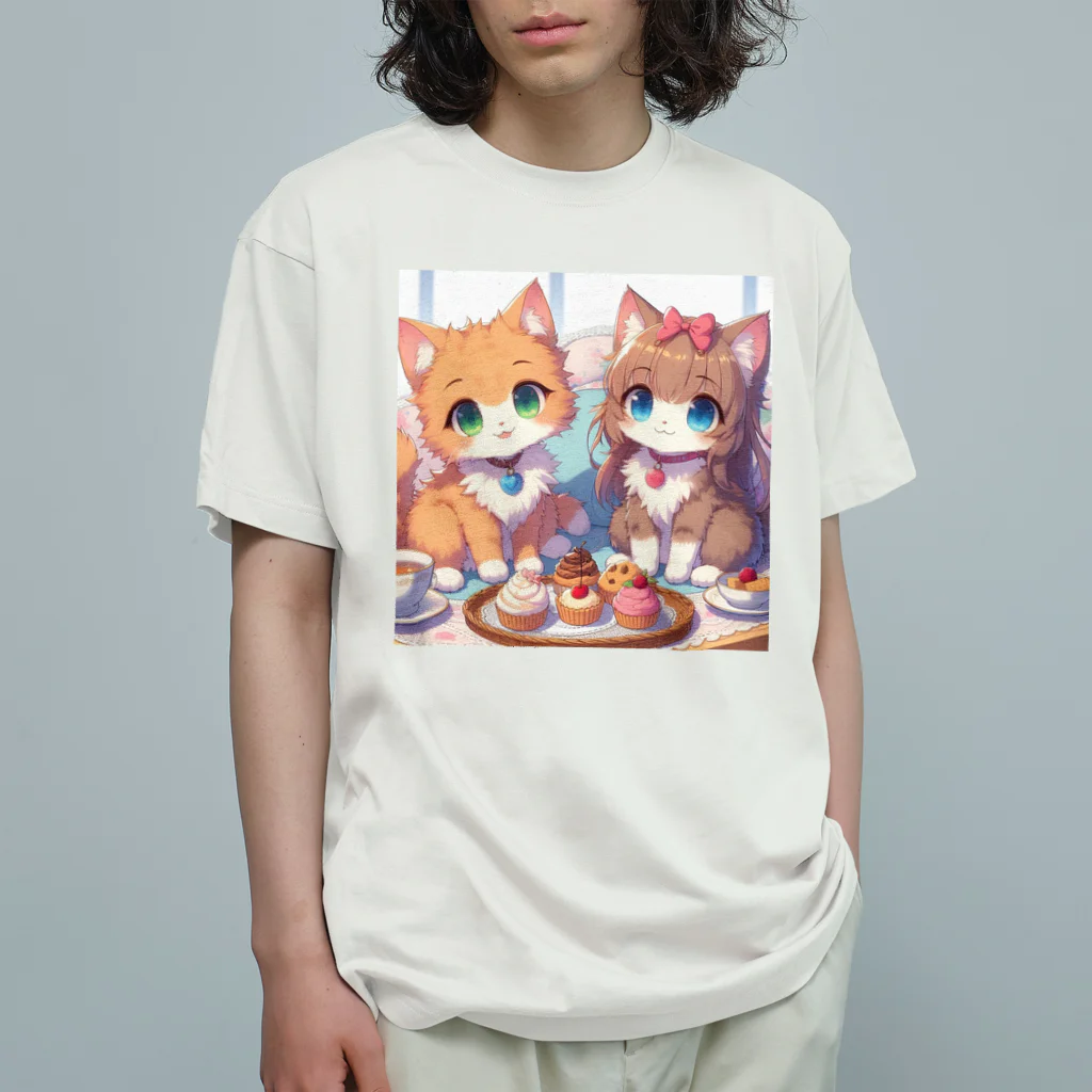 ウツボちゃんの可愛い猫姉妹 オーガニックコットンTシャツ