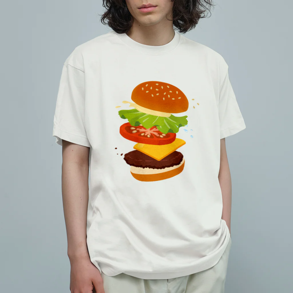 モツ煮子のフレッシュなハンバーガー オーガニックコットンTシャツ