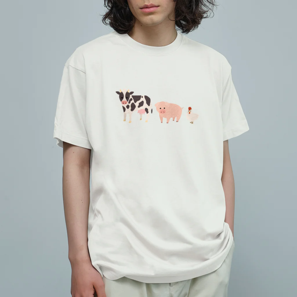 モツ煮子の畜産の三匹 Organic Cotton T-Shirt