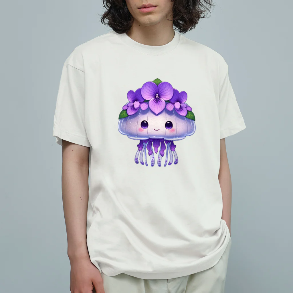 kimiyanの花くらげ　すみれちゃん2 オーガニックコットンTシャツ