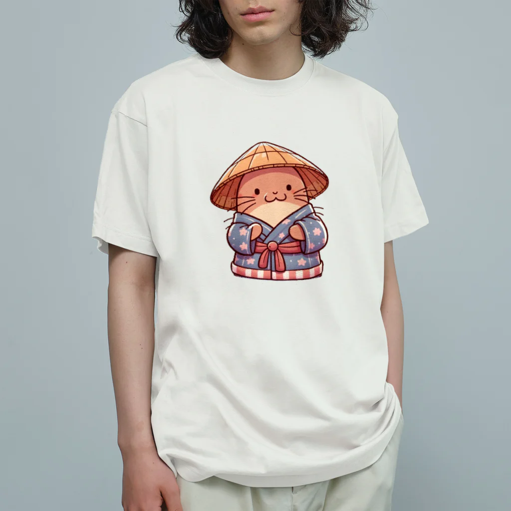 れいの和みのカワウソ：伝統衣装でこんにちは Organic Cotton T-Shirt