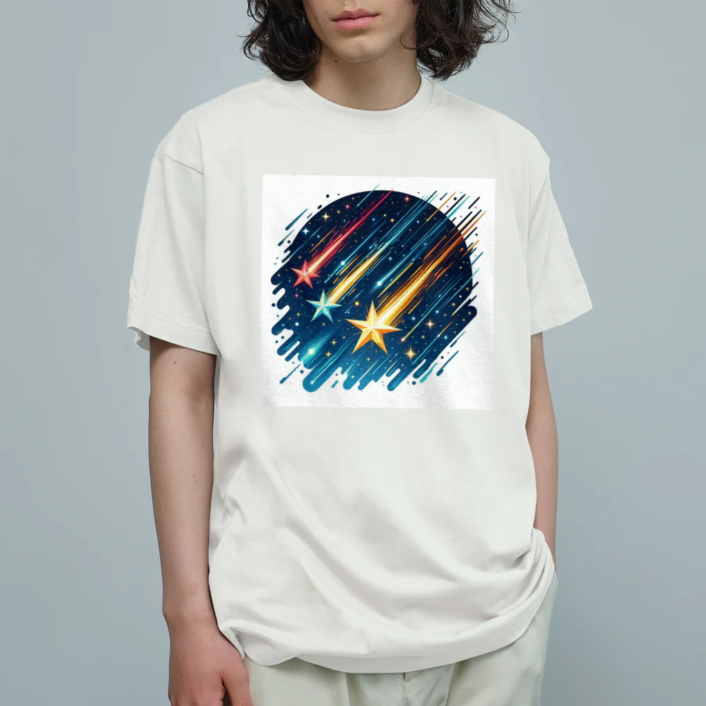 Mizのゆるハウスの3つの流れ星 オーガニックコットンTシャツ