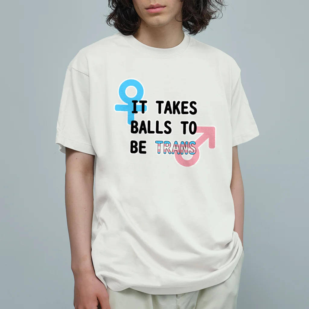 Café Roseraieの「It Takes Balls to be Trans」 オーガニックコットンTシャツ