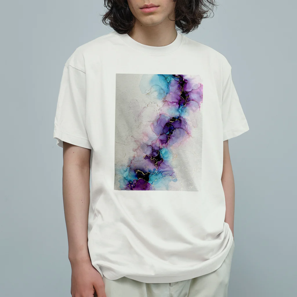 Ink-ArtのInk-Art 大理石風　紫 Organic Cotton T-Shirt