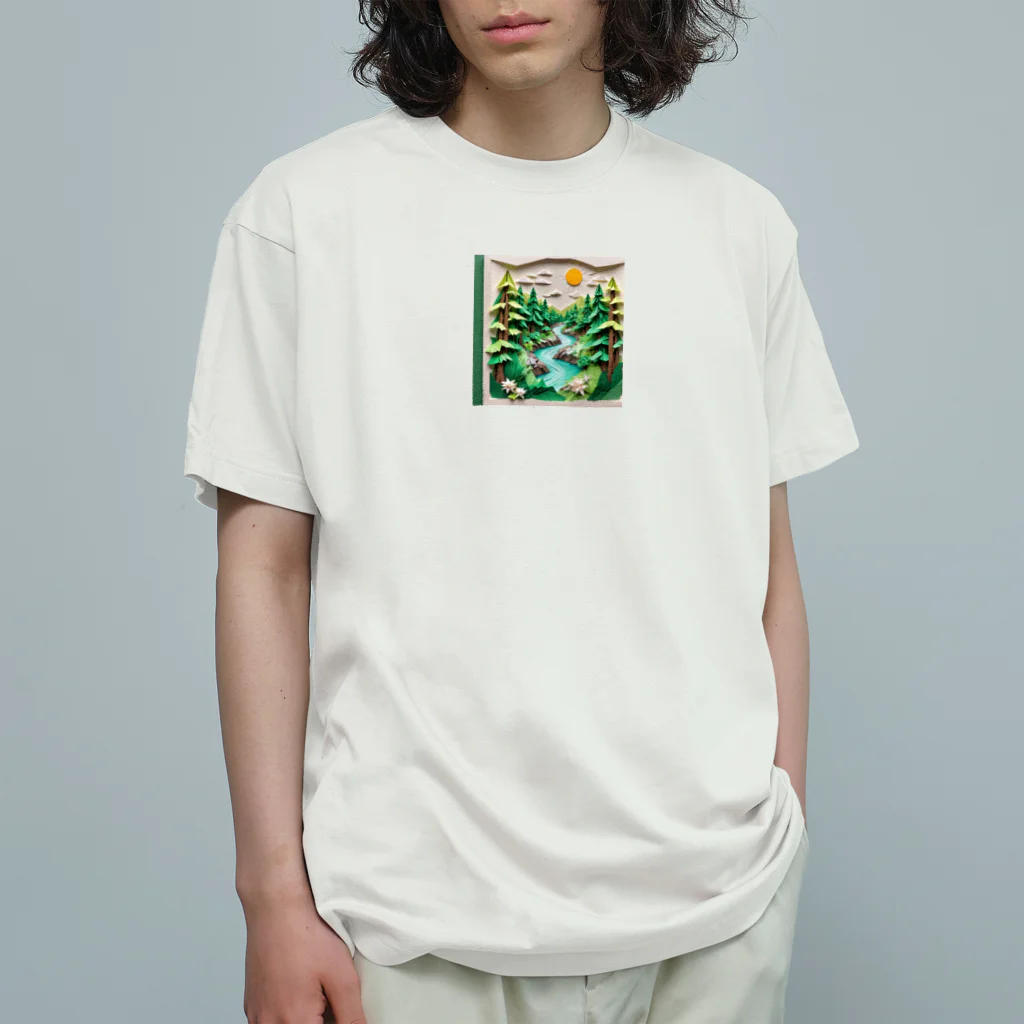hitayakiの折り紙アート　森林 オーガニックコットンTシャツ
