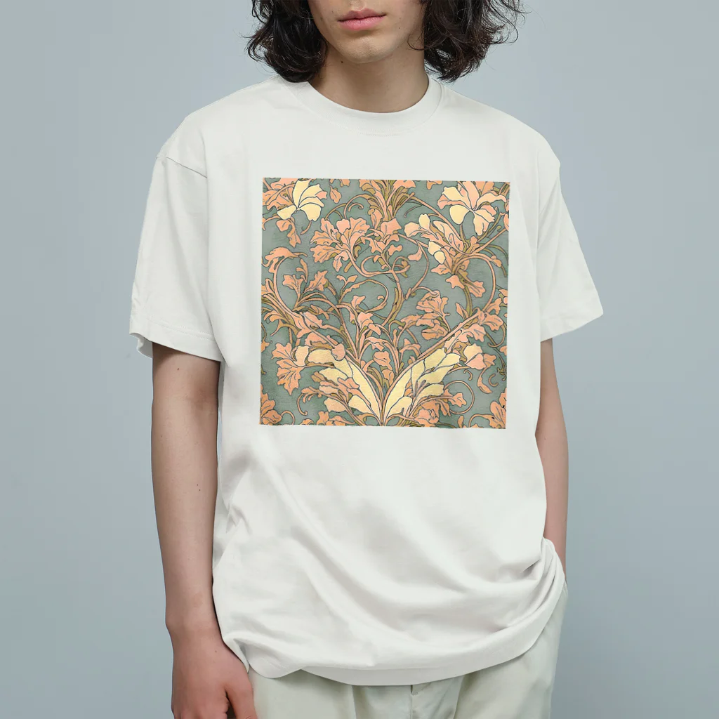 march springのアートヌーボー　ボタニカル オーガニックコットンTシャツ