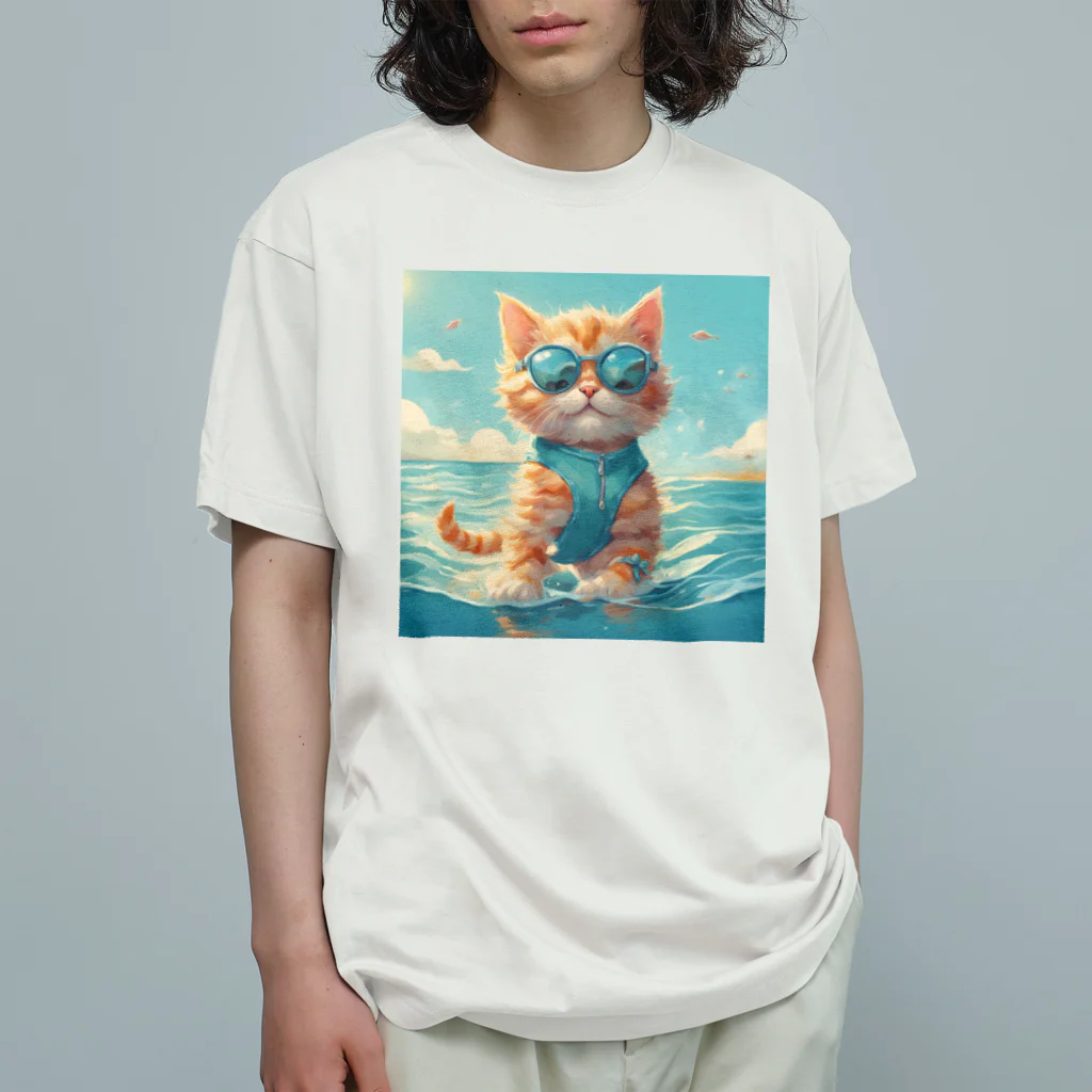 Ojisanlifeの海の子猫 オーガニックコットンTシャツ
