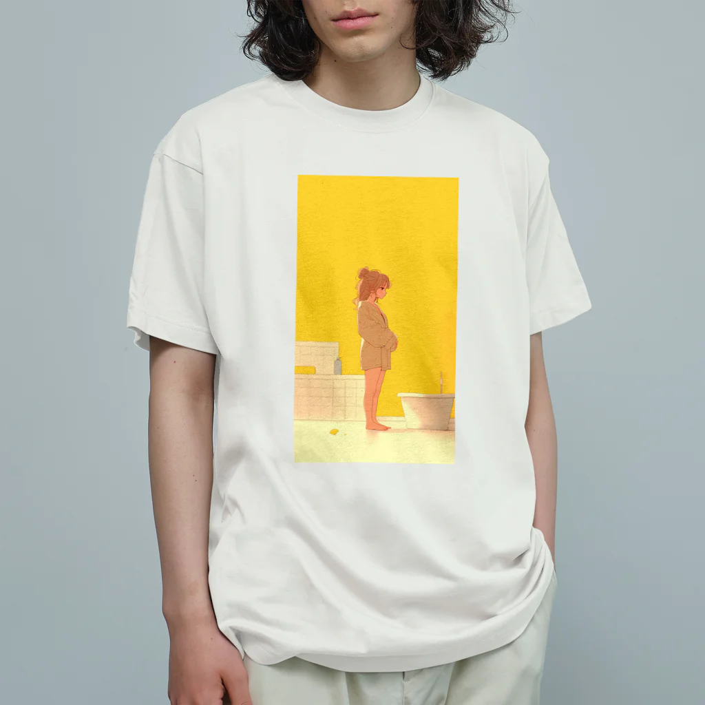 sakura_artのバスローブを着た可愛い女の子 オーガニックコットンTシャツ