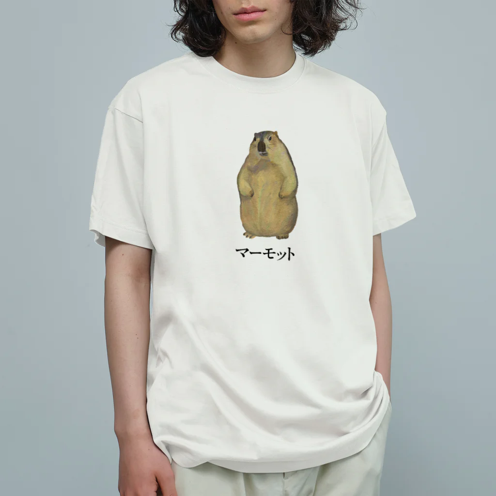 marmot addict ［マーモット中毒］のたたずむマーモット（文字あり） Organic Cotton T-Shirt