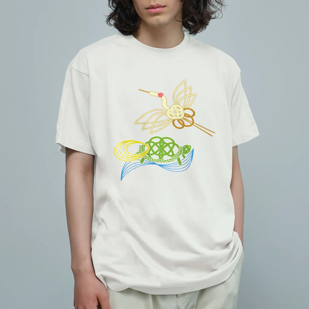 紙単衣 - kamihitoe -の水引の鶴と亀 オーガニックコットンTシャツ