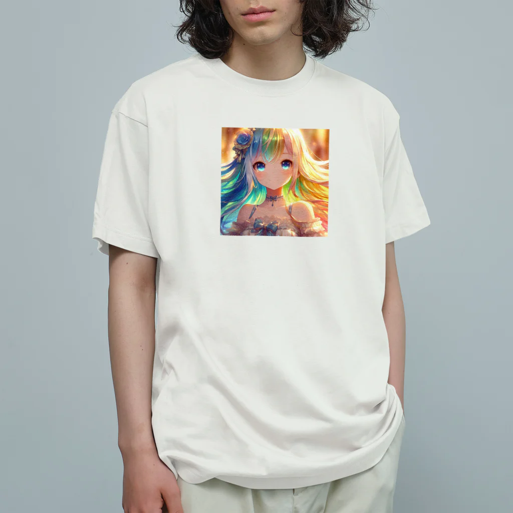 終わらない夢🌈の優しく微笑む少女💞 オーガニックコットンTシャツ