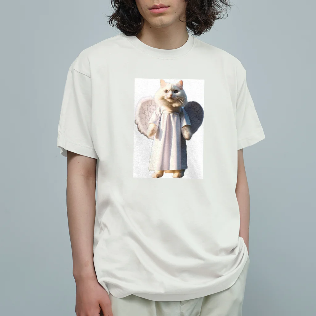 かわいい猫たちのかわいい天使の子猫と悪魔の子猫 オーガニックコットンTシャツ