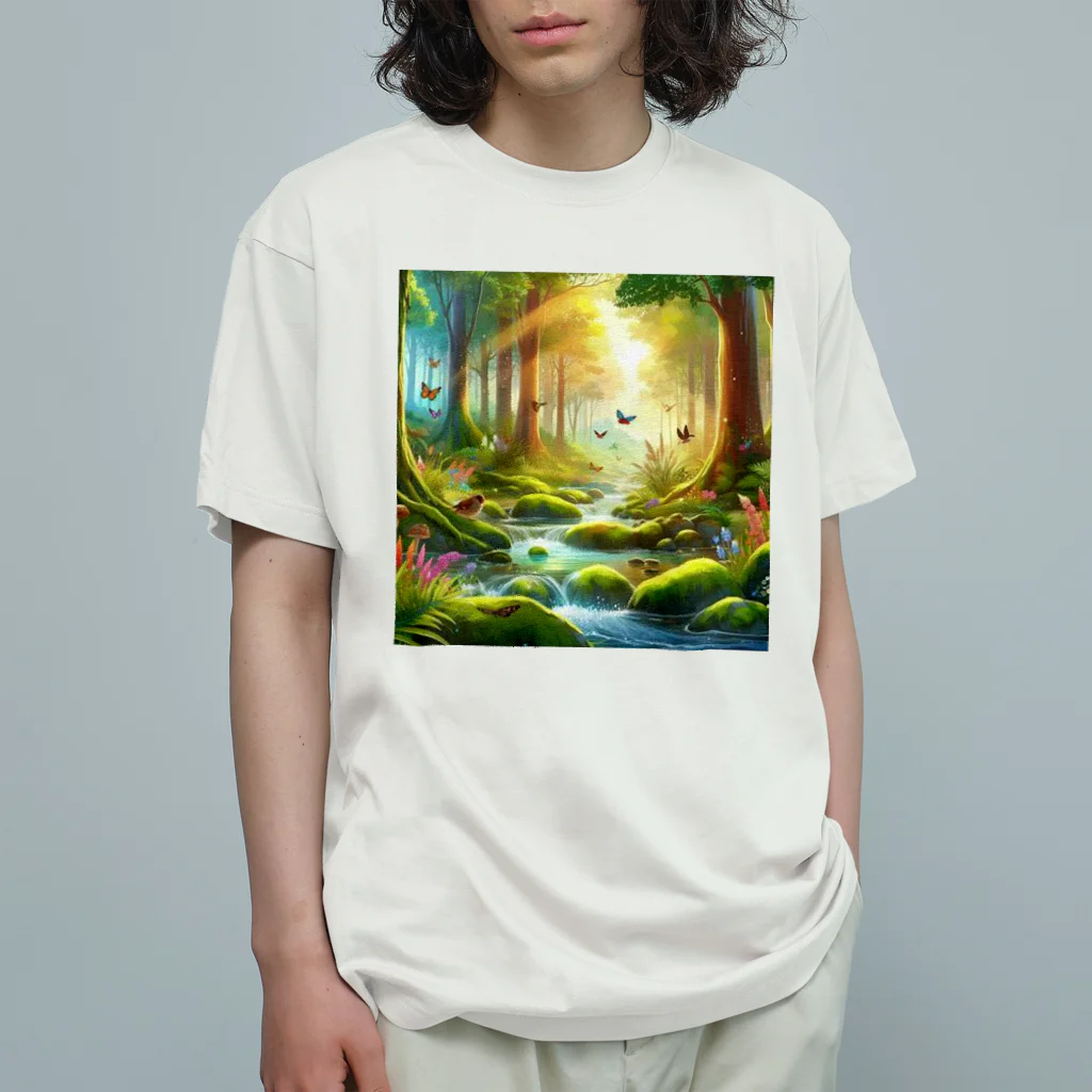 Rパンダ屋の「幻想的な森」グッズ オーガニックコットンTシャツ