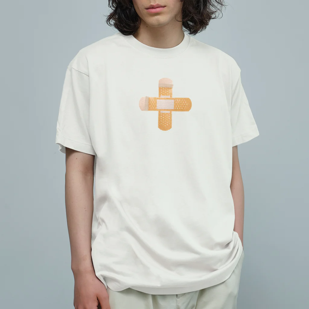 BAN創 & Co. ⚠️の絆創膏 実写 (クロス) オーガニックコットンTシャツ