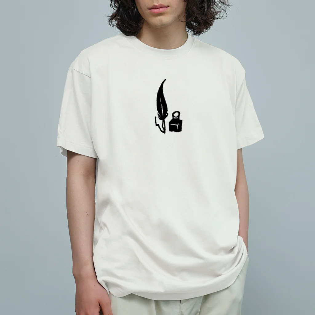 ツメサキの世界の羽ペン オーガニックコットンTシャツ