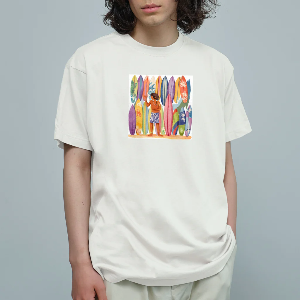 ハワイライフのサーフボードとロコ（男の子バージョン） Organic Cotton T-Shirt