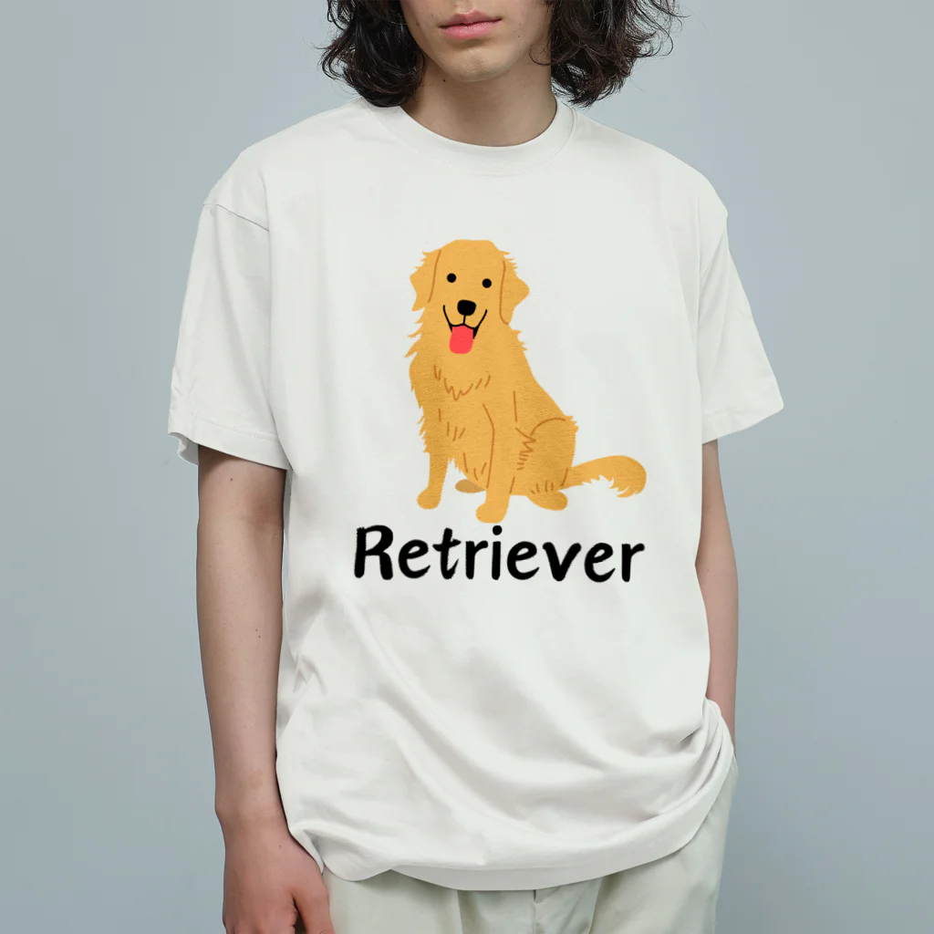 柴犬とテニスのゴールデンレトリバー オーガニックコットンTシャツ