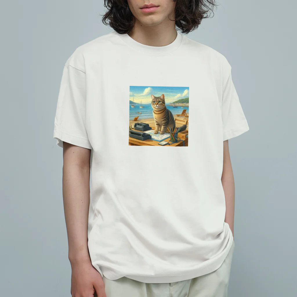peace2024の海辺の仕事猫 Organic Cotton T-Shirt