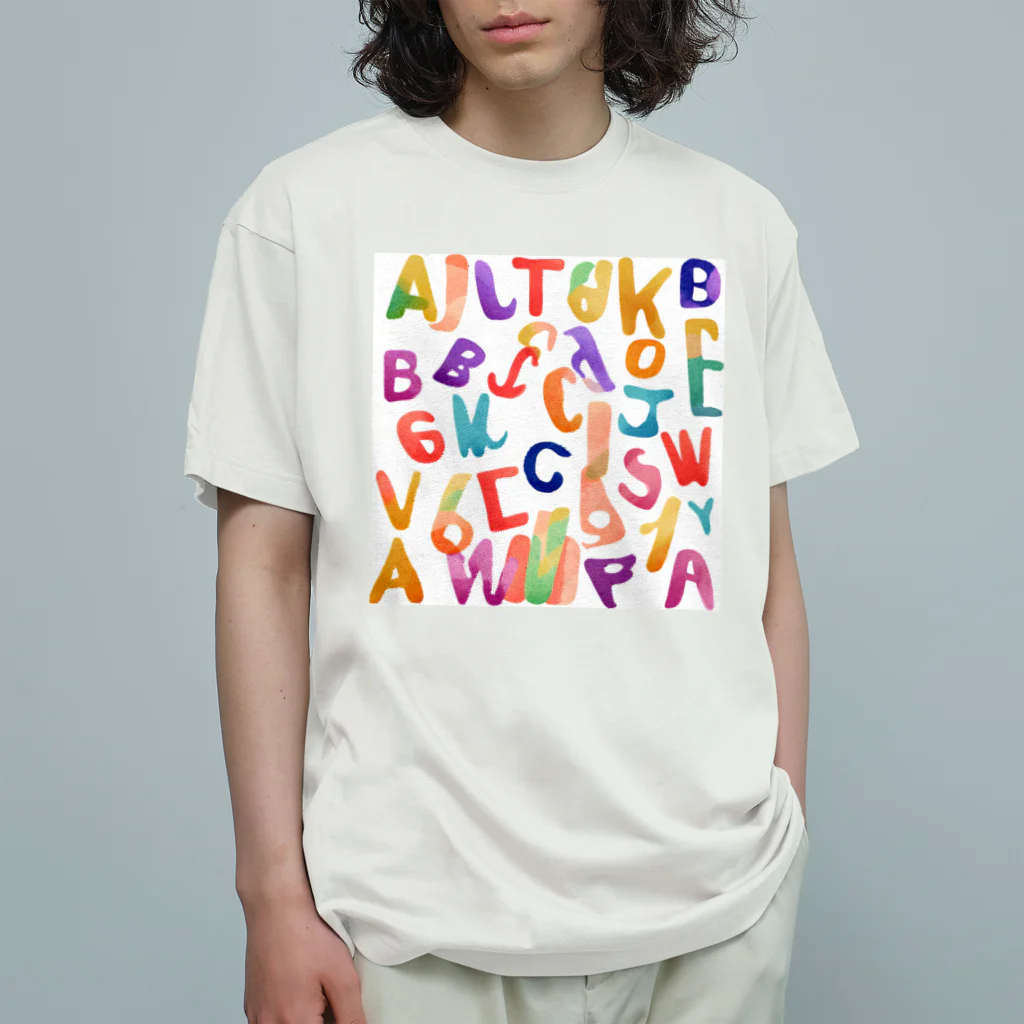 noiSutoaのカラフルな色使いと面白いデザインのアルファベット Organic Cotton T-Shirt