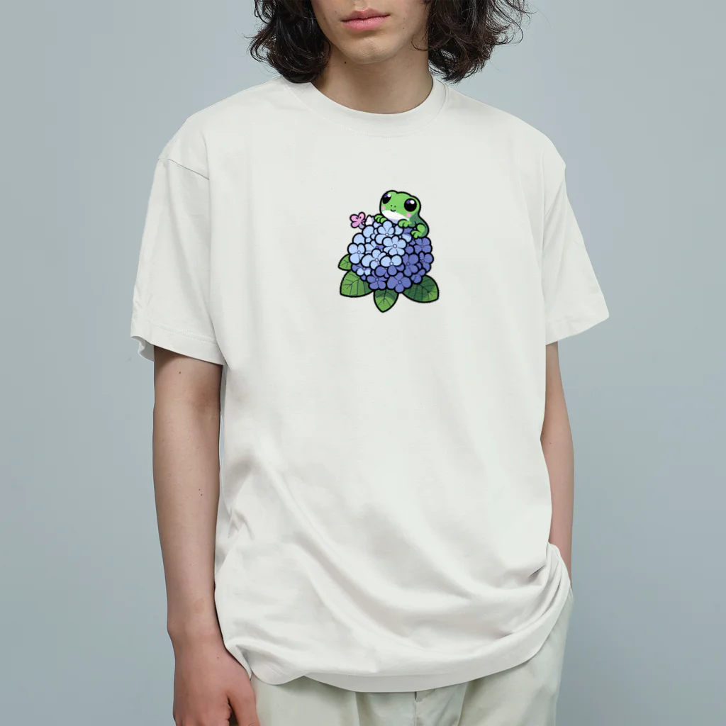 終わらない夢🌈のあじさいの花と🐸カエル君 Organic Cotton T-Shirt