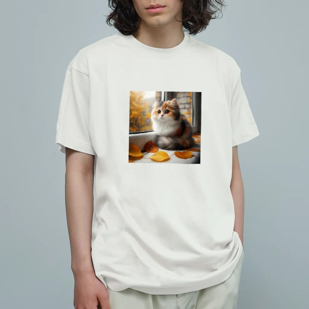 癒しの時間のかわいい三毛猫グッズ オーガニックコットンTシャツ