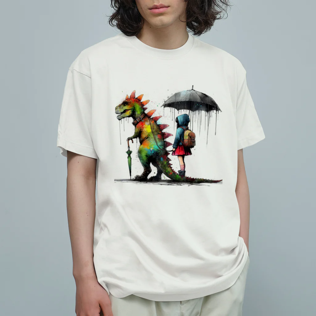 PALA's SHOP　cool、シュール、古風、和風、の恐竜と少女　Ⅱ Organic Cotton T-Shirt