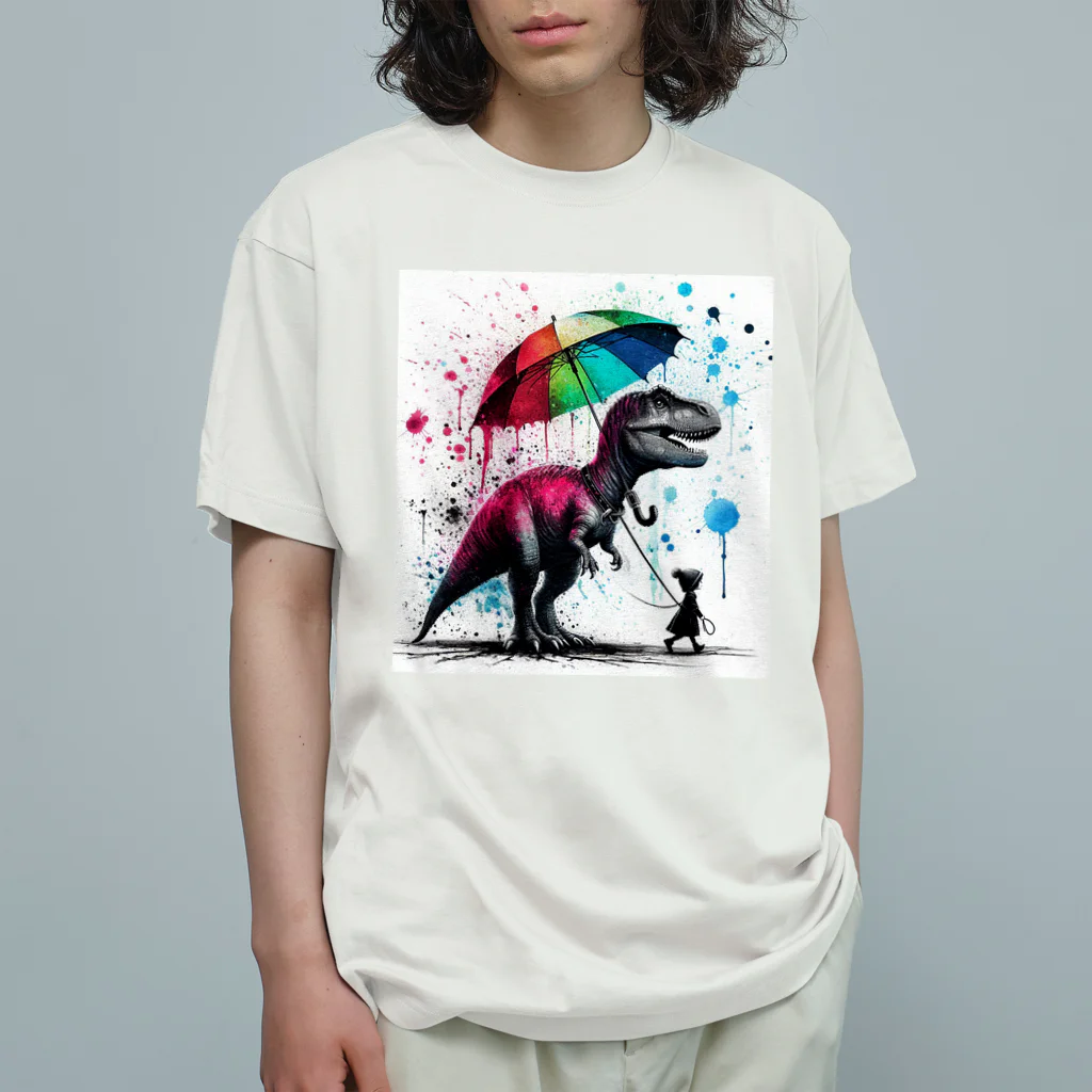 PALA's SHOP　cool、シュール、古風、和風、の恐竜と少女　Ⅲ Organic Cotton T-Shirt