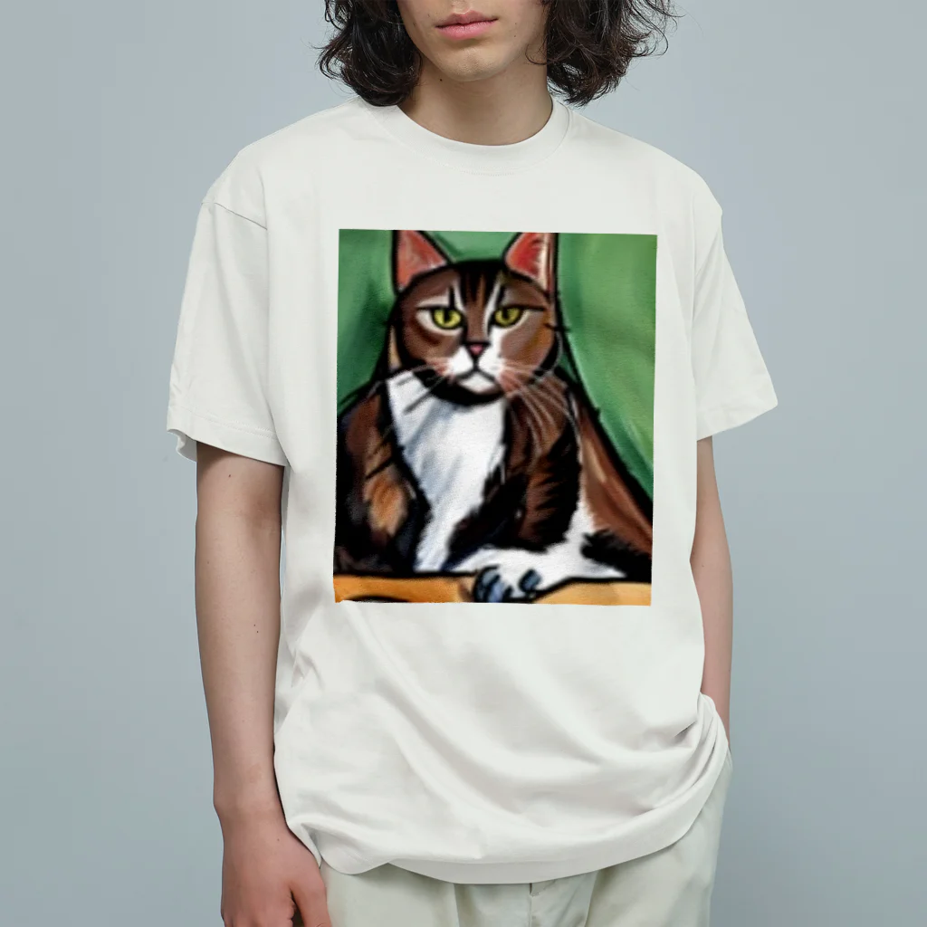 Ppit8のどっしりかまえる猫ちゃん オーガニックコットンTシャツ