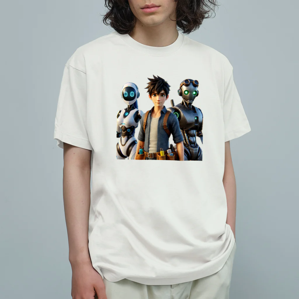 ETOWA_TOWAの未来都市のロボットたち オーガニックコットンTシャツ