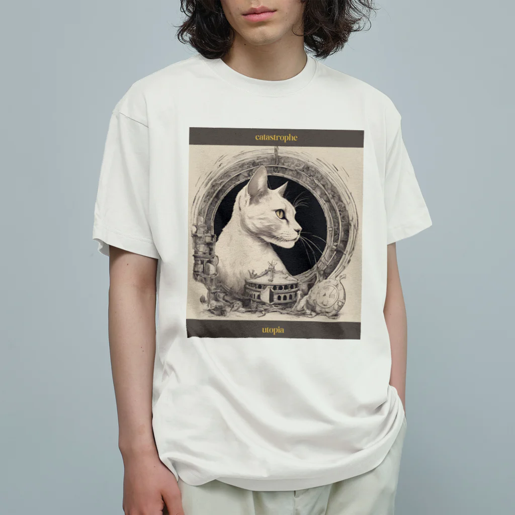 ourir_aの廃墟ねこ オーガニックコットンTシャツ