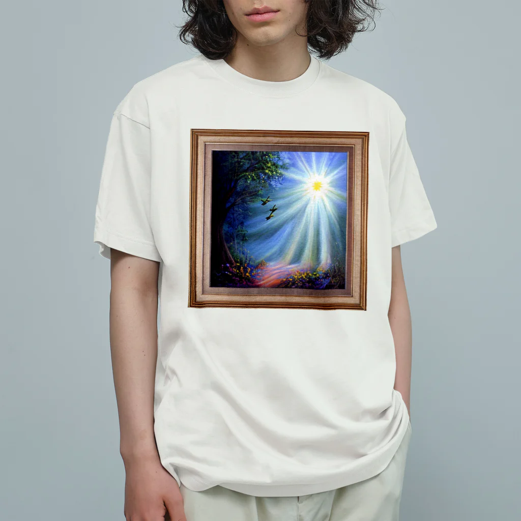 positive_poem05の額縁の太陽を見て創作 オーガニックコットンTシャツ