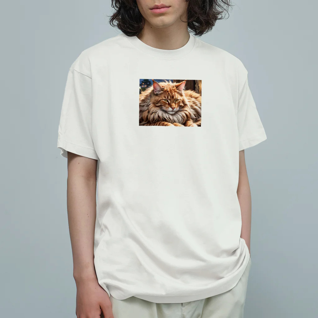 ねむねこのお店のふさふさねこ オーガニックコットンTシャツ