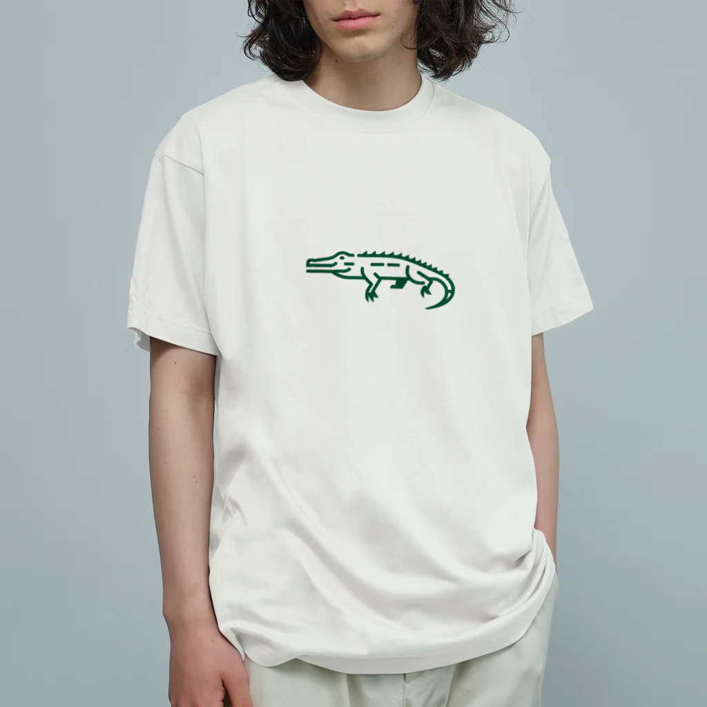 waniwanipanikuの緑のワニ オーガニックコットンTシャツ