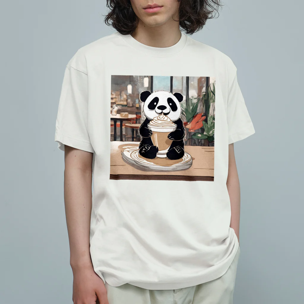 はちみつあめのカフェラテパンダさん Organic Cotton T-Shirt