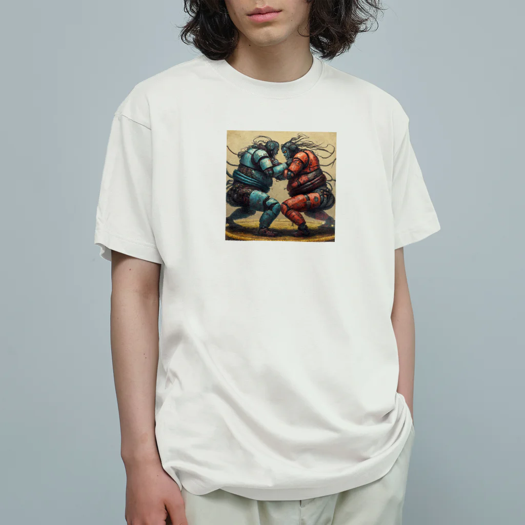 thedarkesthourの相撲をする人型ロボットたち Organic Cotton T-Shirt