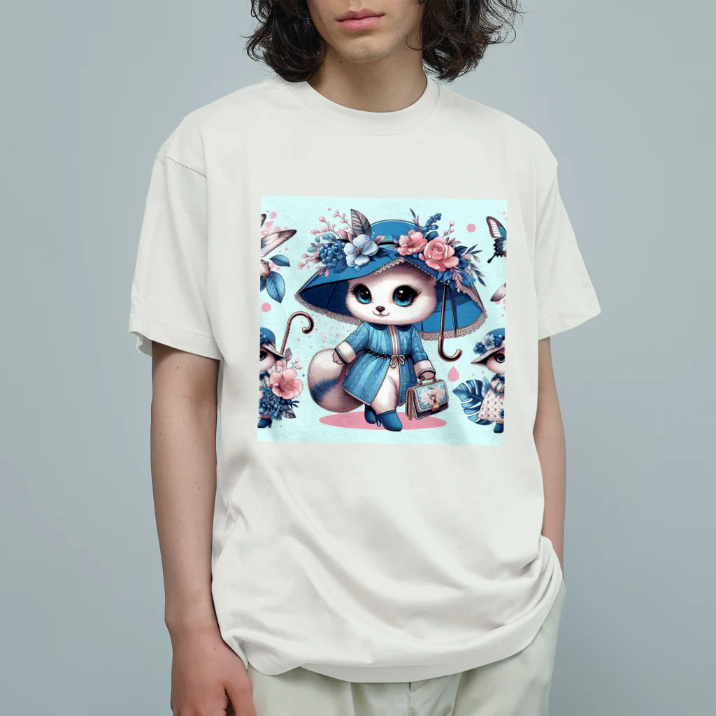 Wanderpaws-Tailsのおしゃれな白猫さん Organic Cotton T-Shirt