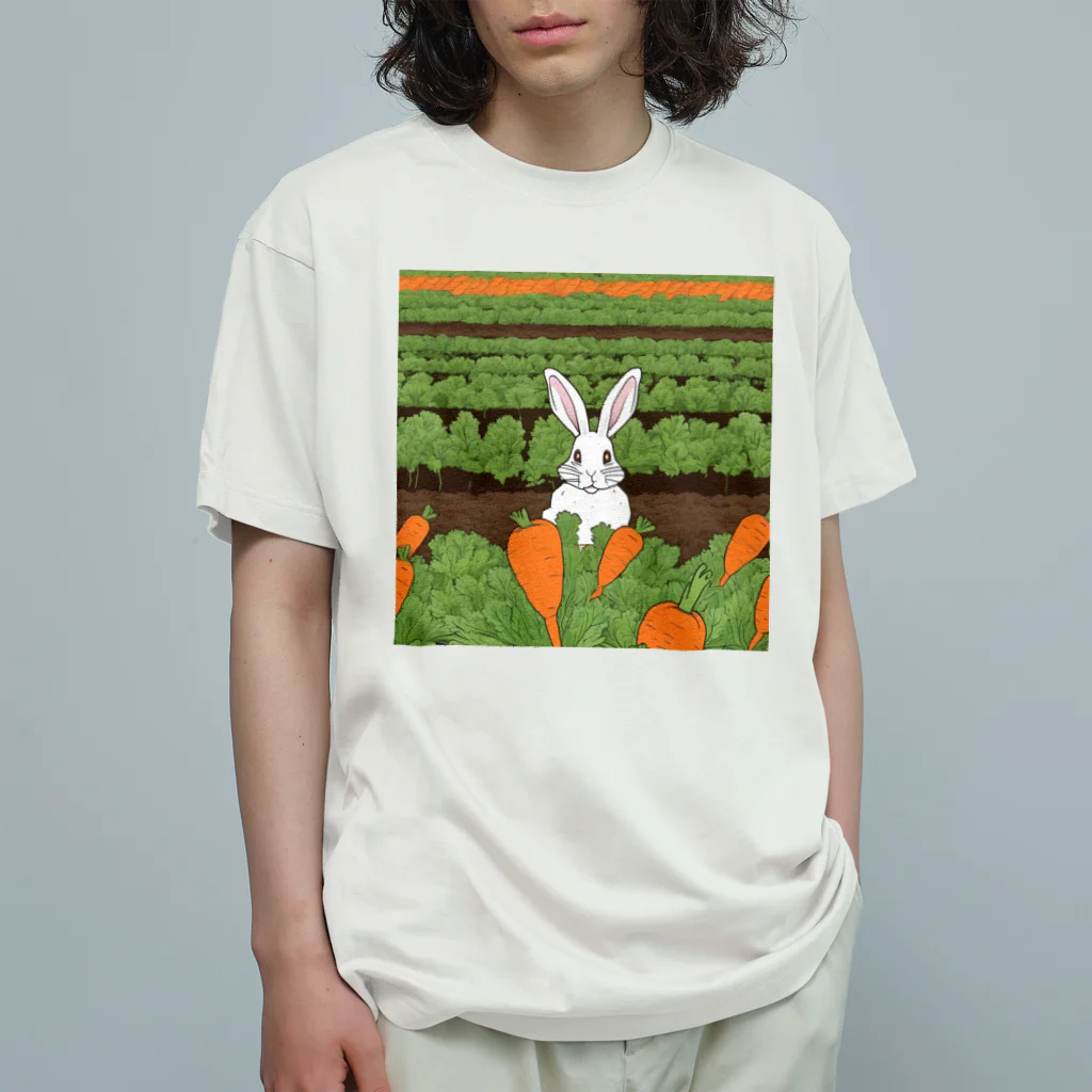 はちみつあめの人参畑のウサギさん オーガニックコットンTシャツ