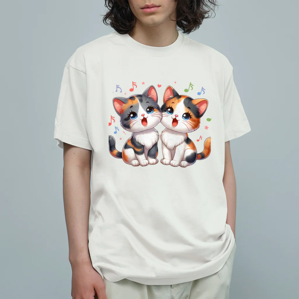 チェリモヤのねこコーラス 08 オーガニックコットンTシャツ