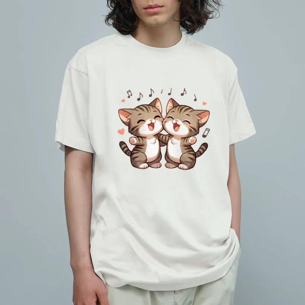 チェリモヤのねこコーラス 10 オーガニックコットンTシャツ