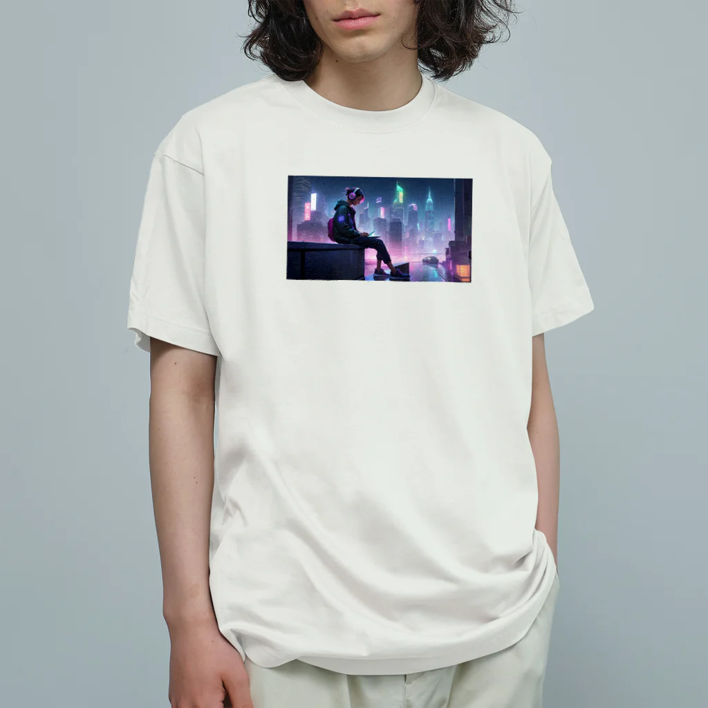 moesoraの音楽を聴く女性 オーガニックコットンTシャツ