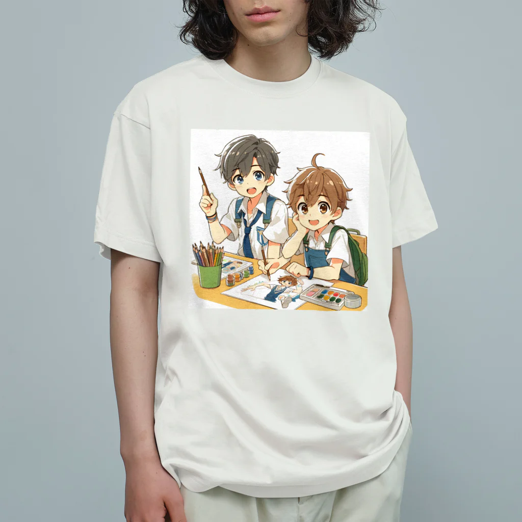 可愛い男の子イラスト販売所　By,keicyanの男の子　中学1年生　美術部 Organic Cotton T-Shirt