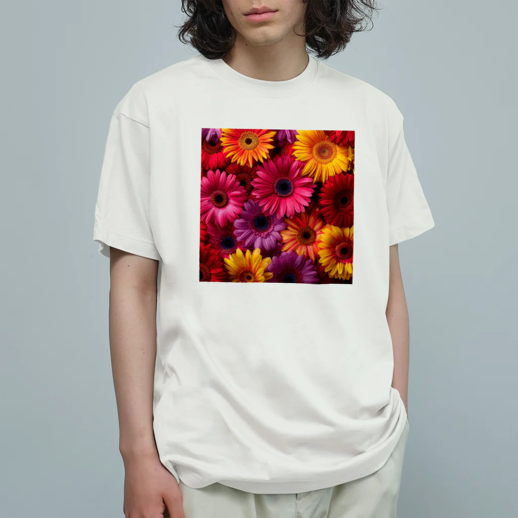 オンラインショップイエローリーフの色鮮やかな花 オーガニックコットンTシャツ