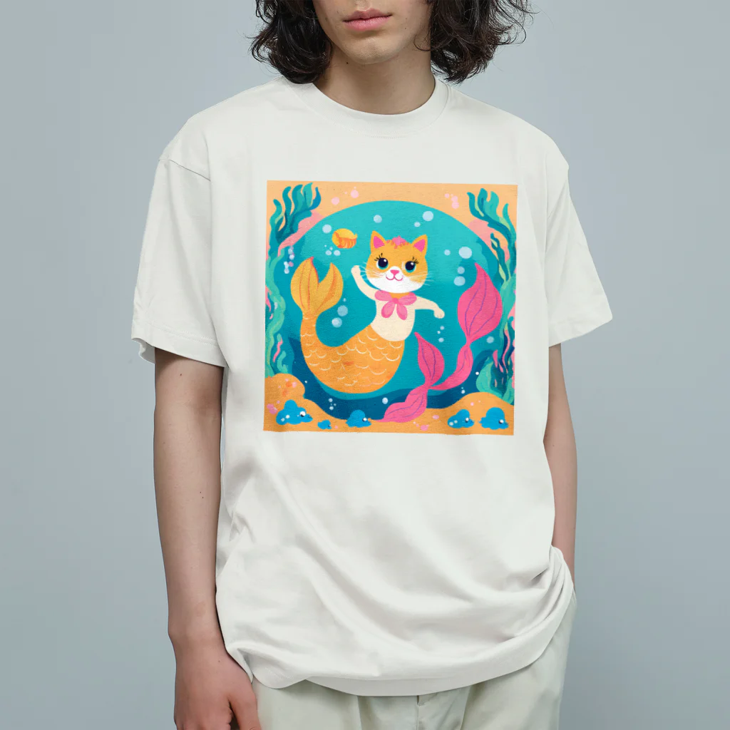 HanaCatStudioのおねがいしマーメイド Organic Cotton T-Shirt